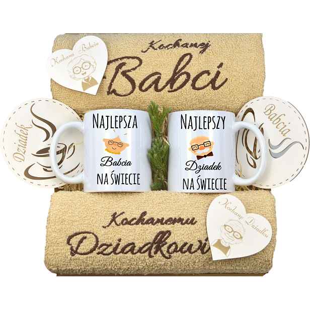 Velký Set Pro Babičku Dědečka Na Den Ručníky Hrnečky Magnety Dědečkům Koš
