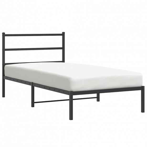 vidaXL Kovový rám postele s čelem černý 100 x 200 cm