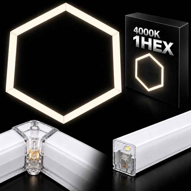 Světelný panel bílý Led Hexagon 1 42W garážový servis 92x79 Cm 4000K
