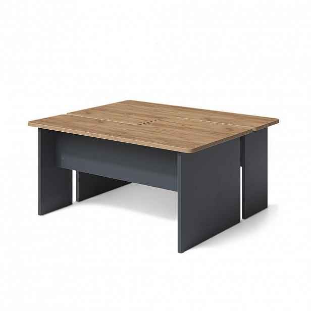 Vicco STOLEČEK KÁVOVÝ STOLÍK Duvo, Zlatý mocný dub/Antracit, 135 x 50 cm Sada 2 kusů