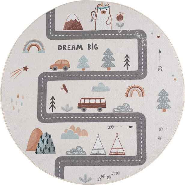 Krémový pratelný dětský koberec ø120 cm Coco 1134 – Ayyildiz Carpets