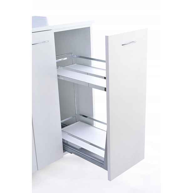 Nákladní koš 30 Tmy chrom s tlumením dovírání plný výsuv 300 mm, plné dno Bílý