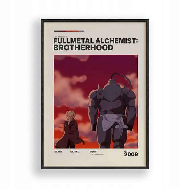 Obraz Fullmetal Alchemist Edward Alphonse Plakát Rámeček Dřevěný 30x42 cm