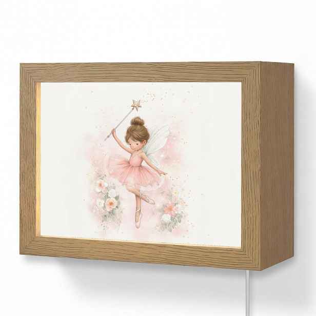 OnlyWow NÁSTĚNNÁ LAMPA Baletka - Víla - Květiny - Růžová 20x15 cm