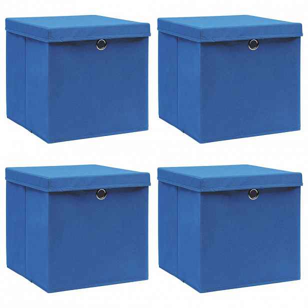 vidaXL Úložné boxy s víky 4 ks modré 32 x 32 x 32 cm textil