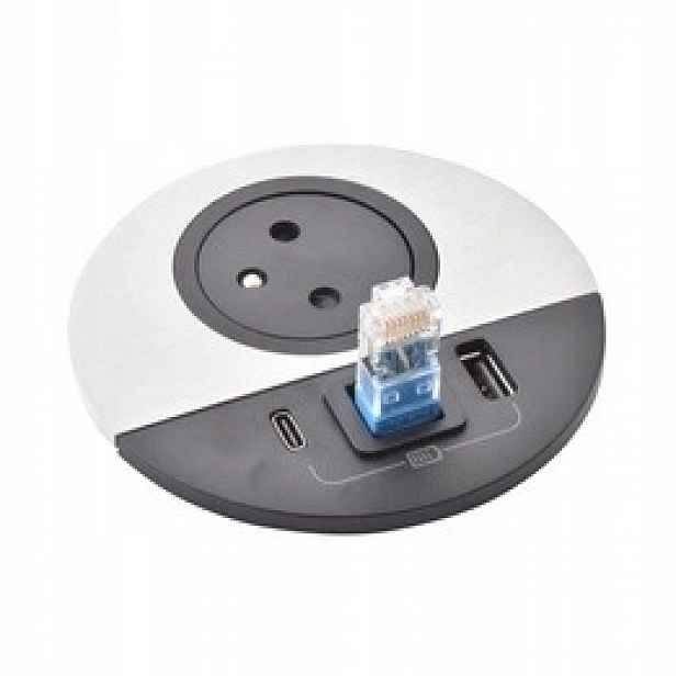 Nábytková zásuvka 2P+Z/USB A+C/RJ45 Bílá 654701