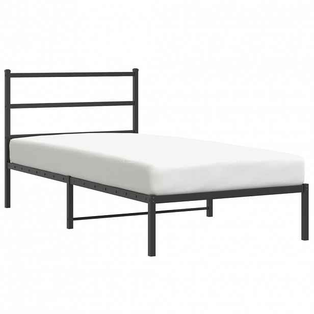 vidaXL Kovový rám postele s čelem černý 107 x 203 cm