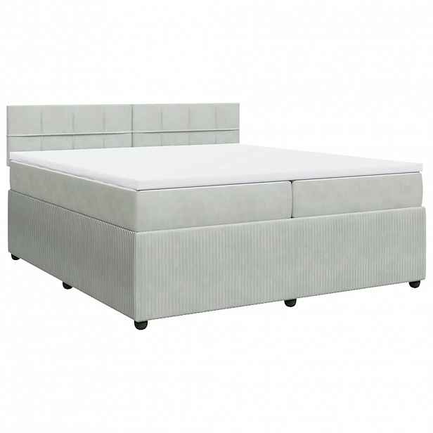 vidaXL Box spring postel s matrací světle šedá 200x200 cm samet