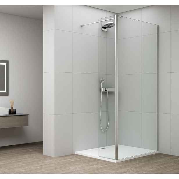 Polysan ESCA CHROME sprchová zástěna, fixní sklo 900 mm, otočný panel 500 mm