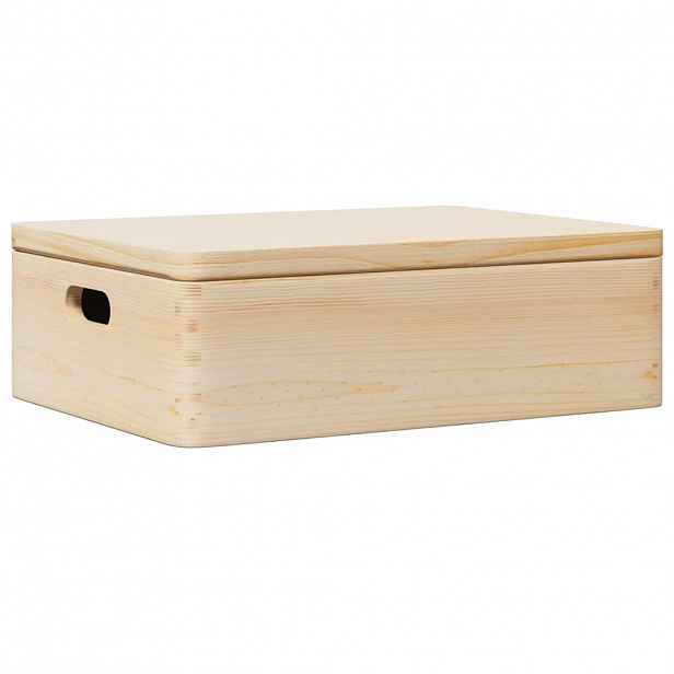 vidaXL Dřevěná box s víkem a držadly 40x30x13 cm masivní borové dřevo
