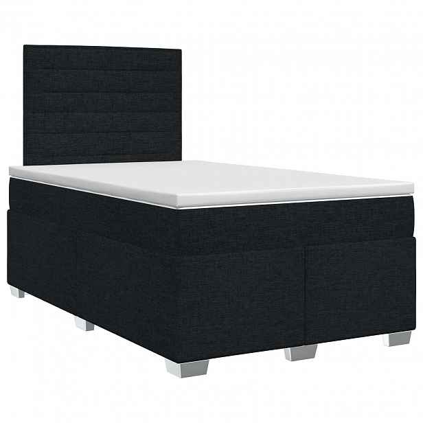 vidaXL Postel boxspring s matrací s čelo Černá 120 x 190 cm Textil