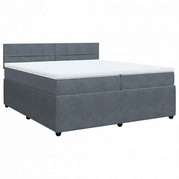 vidaXL Box spring postel s matrací tmavě šedá 200x200 cm samet
