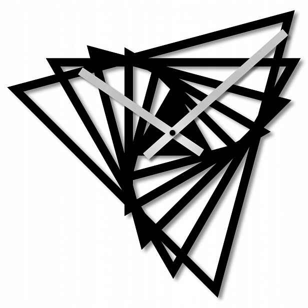 Nástěnné Hodiny 60 cm Dřevěné Nástěnné Hodiny Černé Geometrické 3D Hodiny