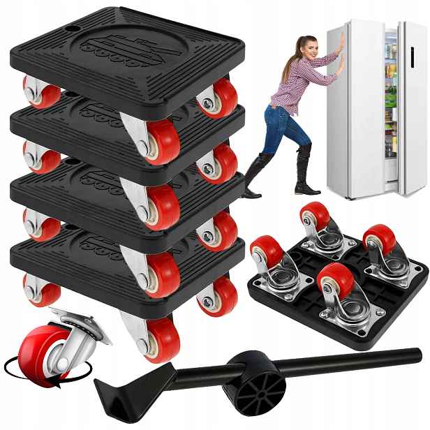 Sada Válečků Pro Přepravu Posouvání Nábytku Brzdy 300 Kg Tiché 4KS