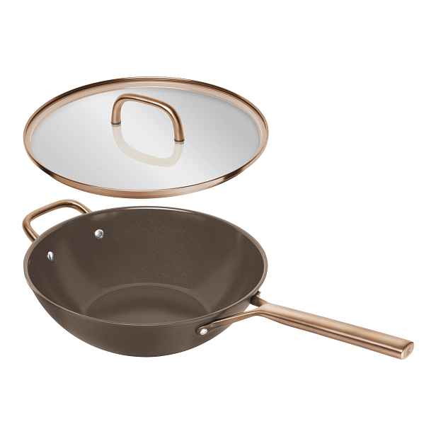 Zwilling Nepřilnavá wok pánev Milano s keramickým povrchem a skleněnou poklicí, Ø 30 cm, hnědá 1035333