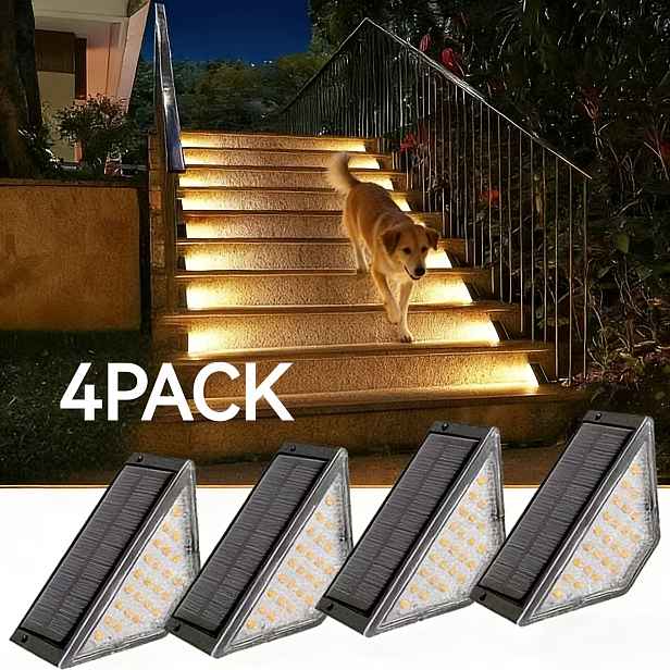 TEMU Solární 24LED schodišťová světla - venkovní osvětlení a schodišť s automatickým zapínáním/vypínáním, odolný plastový polozapuštěný montážní
