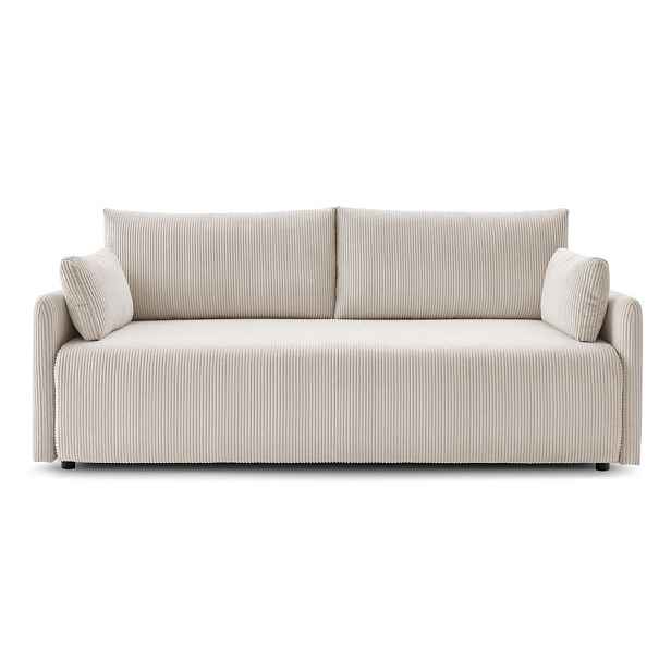 Béžová manšestrová rozkládací/s úložným prostorem pohovka 211 cm Marcel - II. jakost – Bobochic Paris