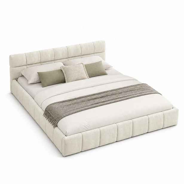 CHICFURN ČALOUNĚNÁ POSTEL 140/200 cm v béžové barvě z chenillu