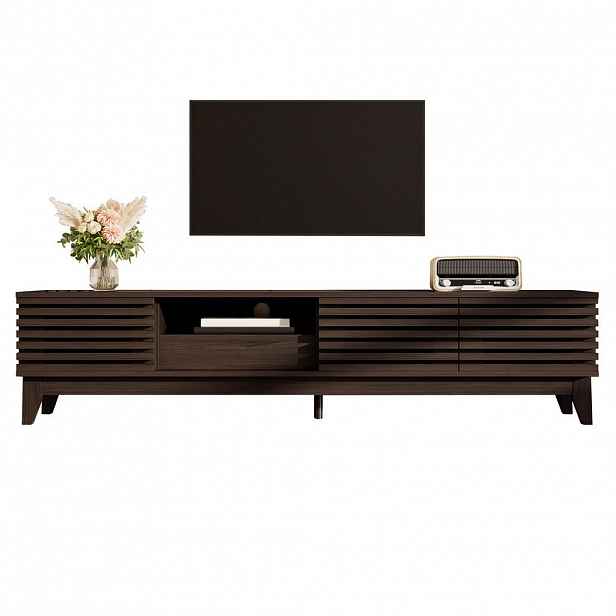 OKWISH TV stolek 170/35/40 cm přírodní z dřevotřísky s úložným prostorem a kabelovými průchodkami