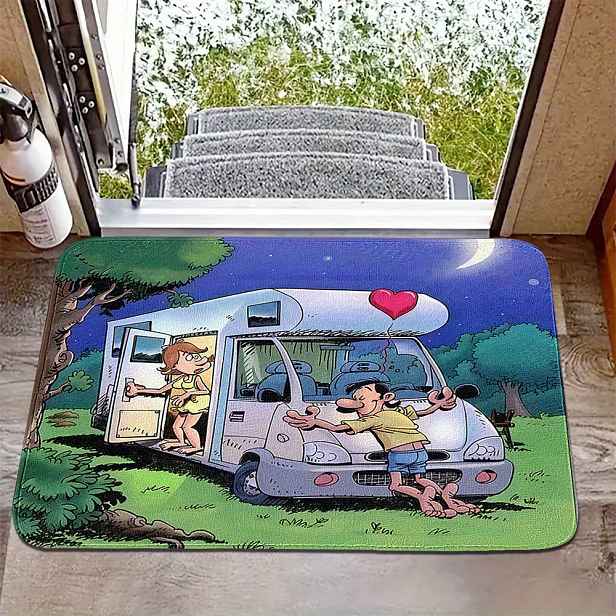 TEMU 1 ks Moderní módní styl RV kempování zábavná scéna rohožka u dveří ks venkovní atmosféra, auto doplněk, RV doplněk, interiérová
