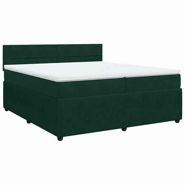 vidaXL Box spring postel s matrací tmavě zelená 200x200 cm samet