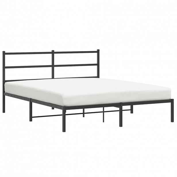 vidaXL Kovový rám postele s čelem černý 150 x 200 cm