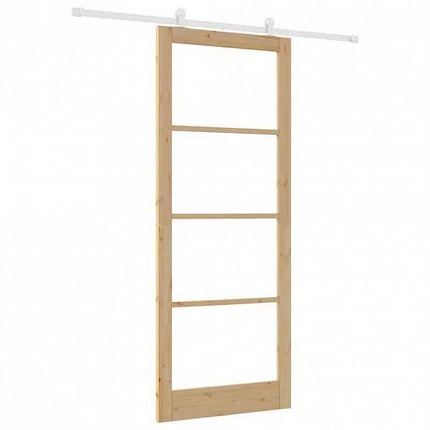 vidaXL Posuvné dveře ORKDAL 93 x 232 cm Masivní borové dřevo a sklo