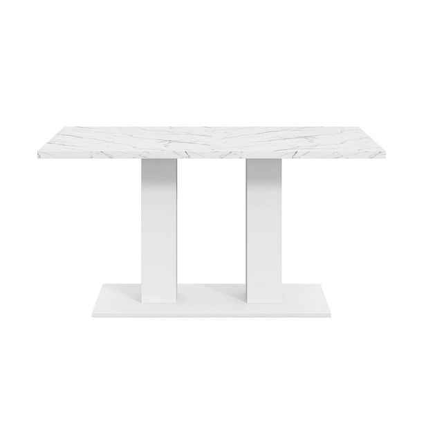 Modfu JÍDELNÍ stůl z MDF 180x70x75 cm bílý s výsuvnou deskou a dvojitými sloupovými nohami