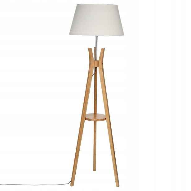 Podlahová Lampa Bílá Klasická Bambusová 156 cm vysoká lampa na trojnožce
