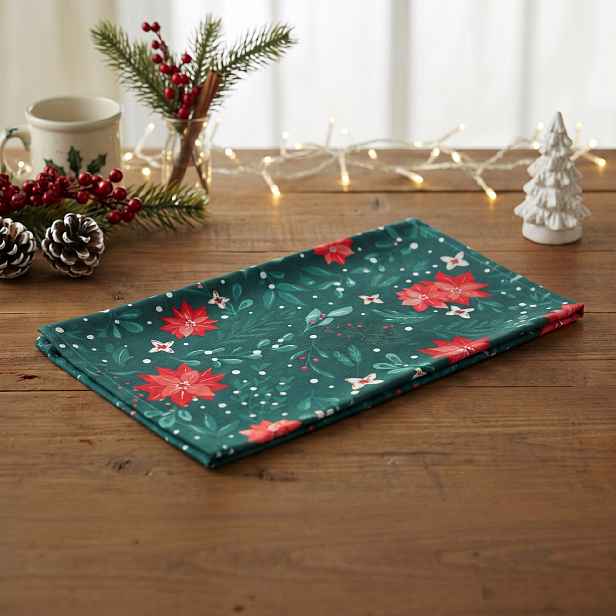 Vánoční kuchyňská utěrka JINGLE BELLS zelená/červená 45x65 cm
