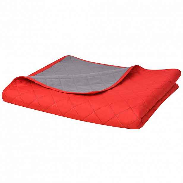 vidaXL Oboustranný prošívaný přehoz na postel červeno-šedý 230x260 cm