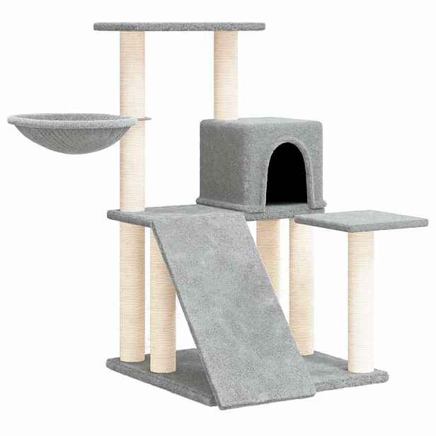 vidaXL Škrabadlo pro kočky se sisalovými sloupky světle šedé 82 cm