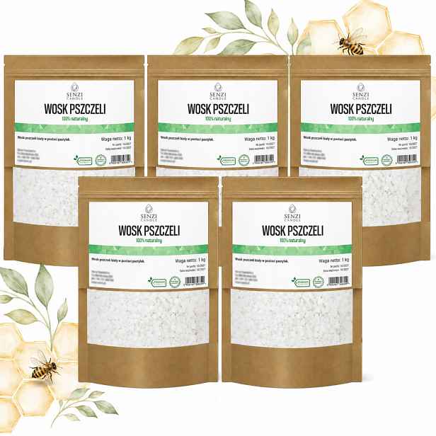 Vosk 100% Bílý granulát Pastilky do svíček Kosmetika Premium 5 kg