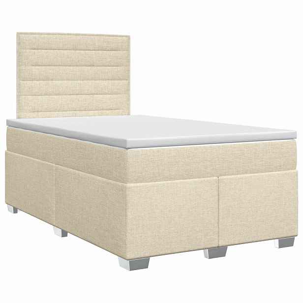 vidaXL Postel boxspring s matrací Krémová 120 x 190 cm Textil