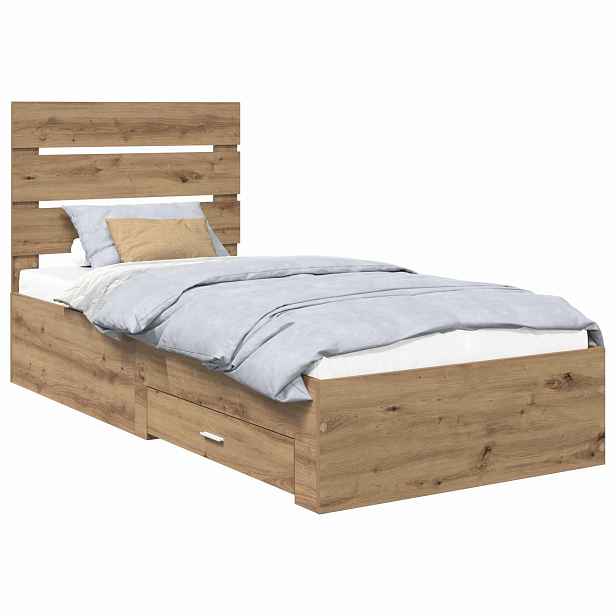 vidaXL Rám postele s čelo Artisanový dub 100 x 200 cm Kompozitní dřevo