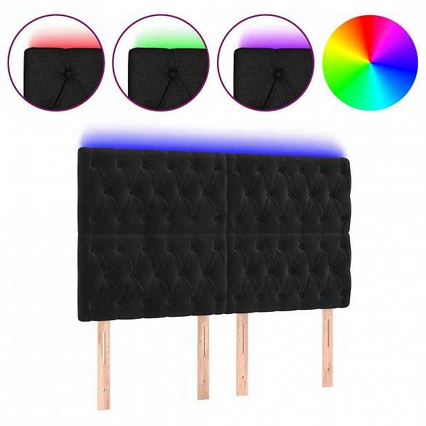 vidaXL Čelo postele s LED černé 160x7x118/128 cm samet