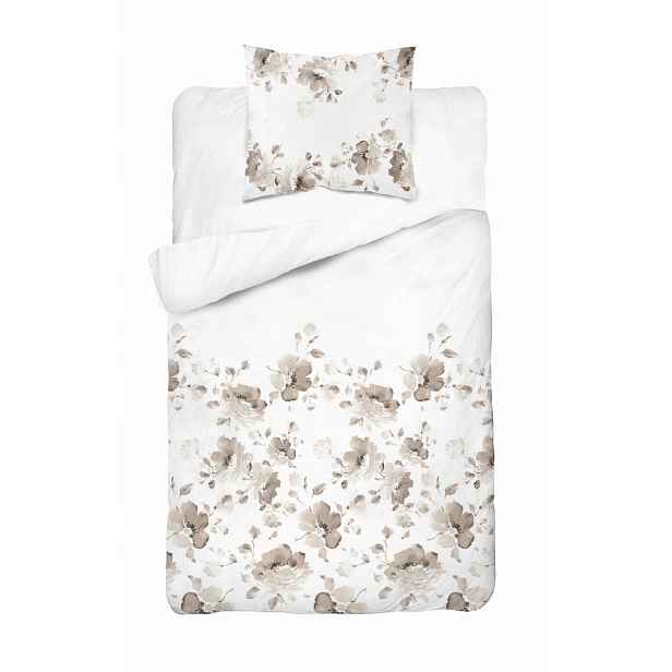 Povlečení 140x200 Béžově hnědé květy Home Satin