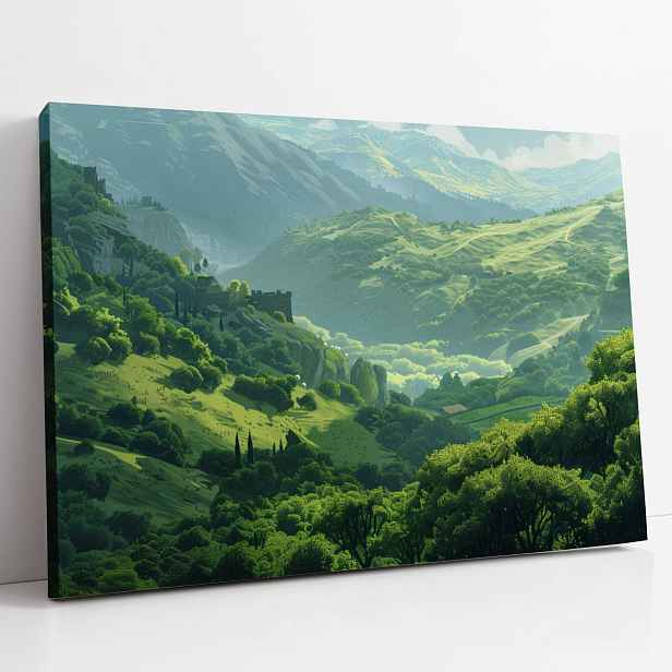 Obraz na plátně Zelené údolí mezi horami, krajina do pokoje nebo obýváku 80x60