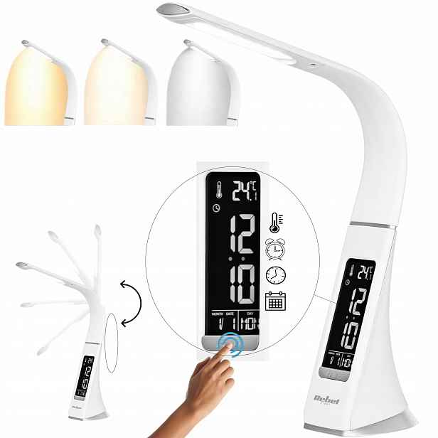 Stolní Led lampa noční s regulací budíku LCD 7W Usb Rebel