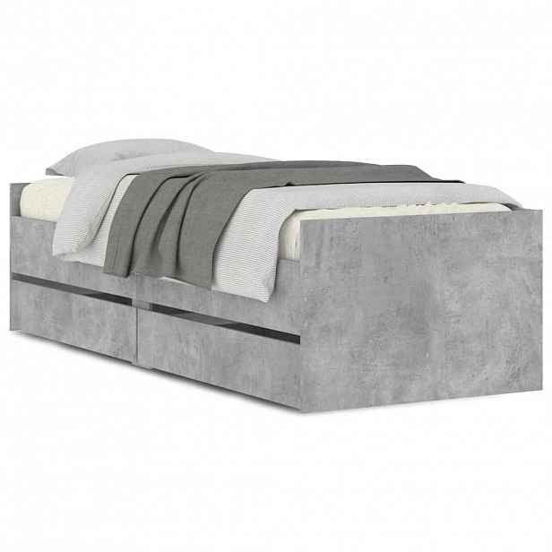 vidaXL Rám postele se zásuvkami betonově šedý 90 x 200 cm