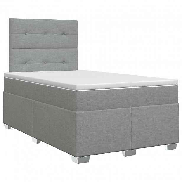 vidaXL Postel boxspring s matrací Světle šedá 120 x 190 cm Textil