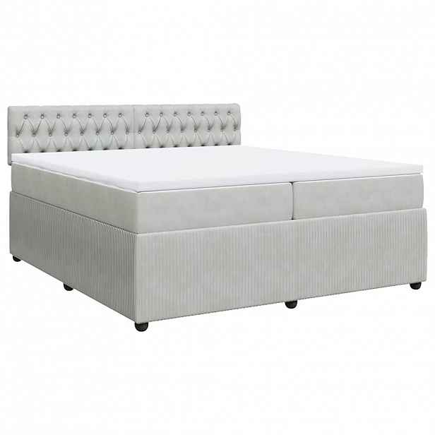 vidaXL Box spring postel s matrací světle šedá 200x200 cm samet