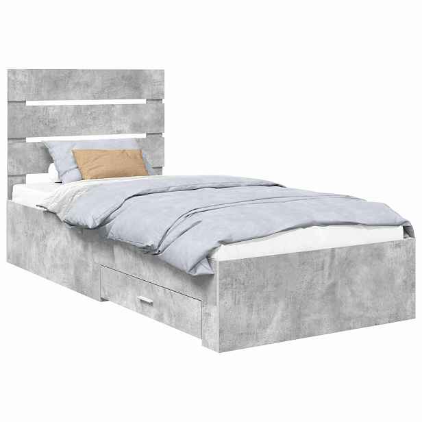vidaXL Rám postele s čelo Betonově šedá 90 x 200 cm Kompozitní dřevo