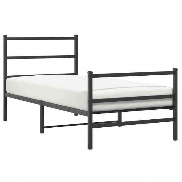 vidaXL Kovový rám postele s hlavovým a nožním čelem černý 90 x 190 cm