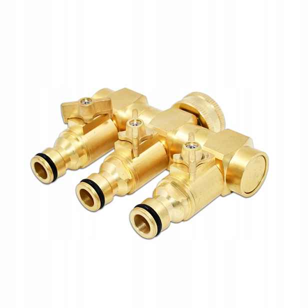 Přípojka na kohoutek brass 3/4" palce, 3 ventily