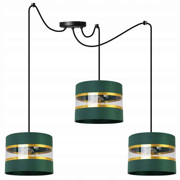 Závěsná Stropní Lampa Pavouk, Trojitý Lustr Glamour, Zelené Stínidlo