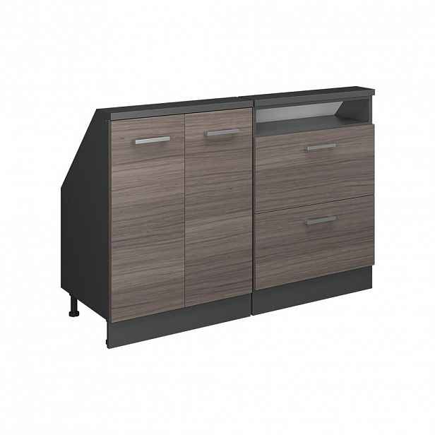 Vicco KUCHYŇSKÁ SKŘÍŇKA POD ŠIKMOU STŘECHU R-Line Ušlechtilá šedá 120 cm Sada 2 kusů