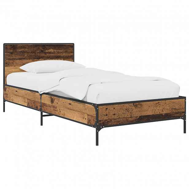 vidaXL Rám postele s čelem Staré dřevo 80 x 200 cm Kompozitní dřevo