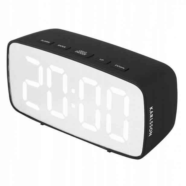 Elektronický stolní budík s displejem Silver Mirror Led, černý