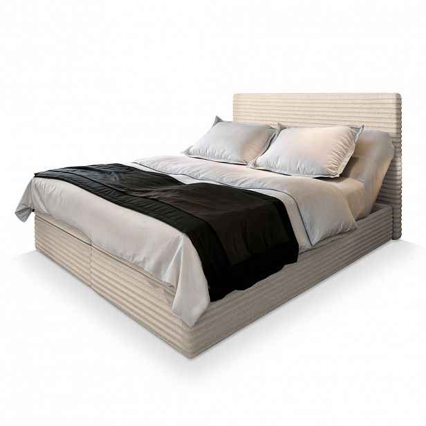 MASSENO AMERICKÁ POSTEL MILARA 180x200 cm, s matrací a úložným prostorem, krémová